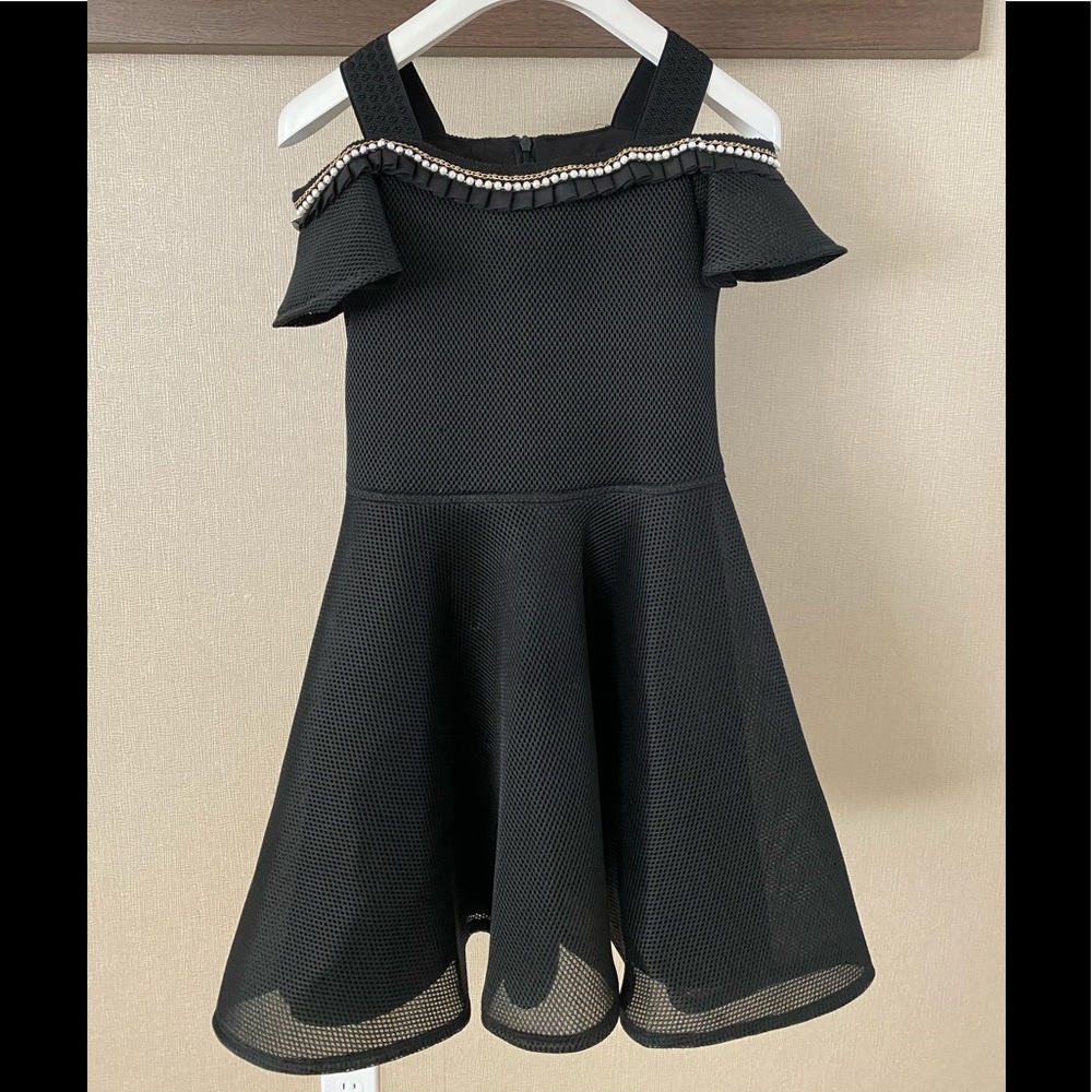David Charles Black Label Girls Black Pearl Trim Party Gown Size 10
